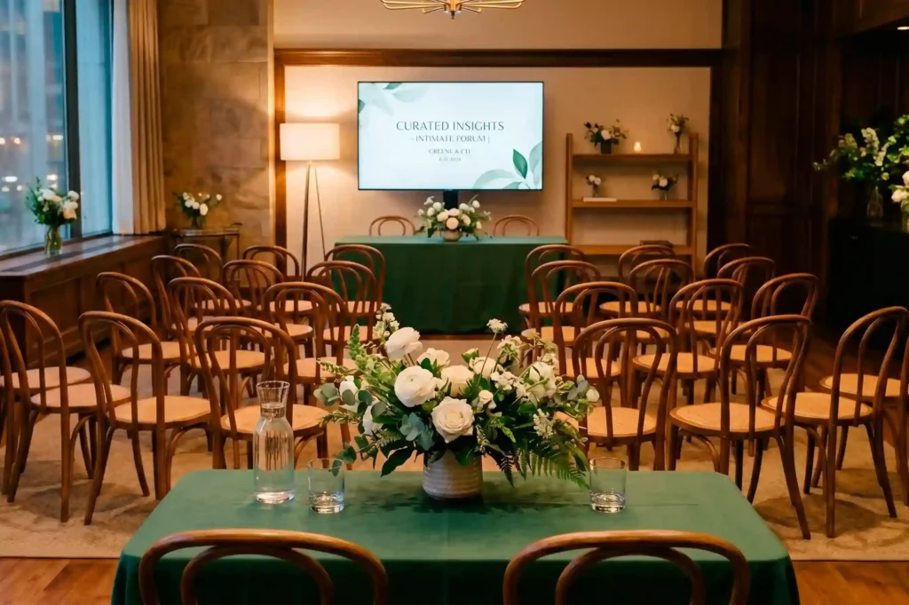 Conference room rental in El Poblado, Medellín, at Café Hotel—ideal for boutique corporate events.